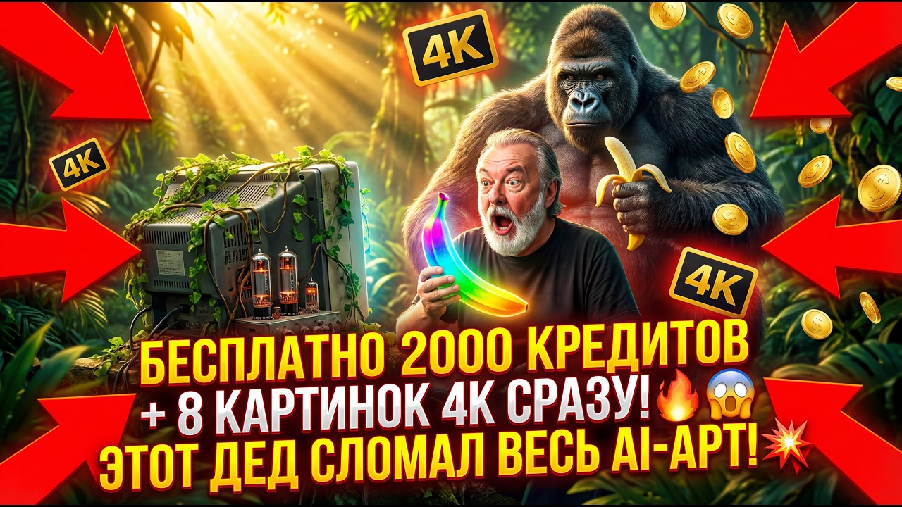 Nano Banana: Как БЕСПЛАТНО Получить До 2000 Кредитов и Генерировать сразу 8 Изображений в 4K !