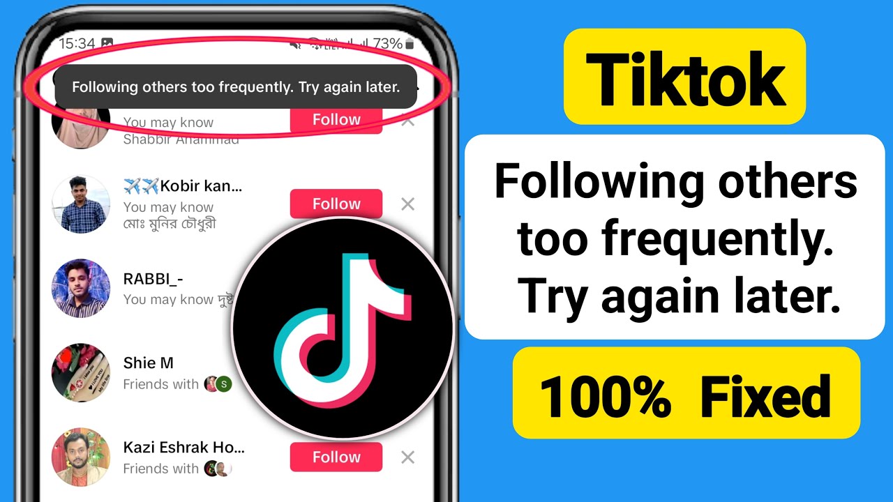 Fix Tiktok Following others too frequently Try again later.