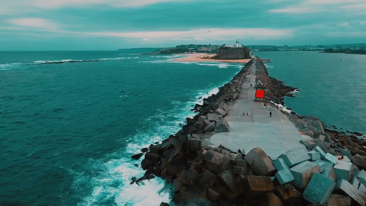 Serenity Over Newcastle Breakwater| A Drone Adventure #travelvlog #australia #adventuretravel