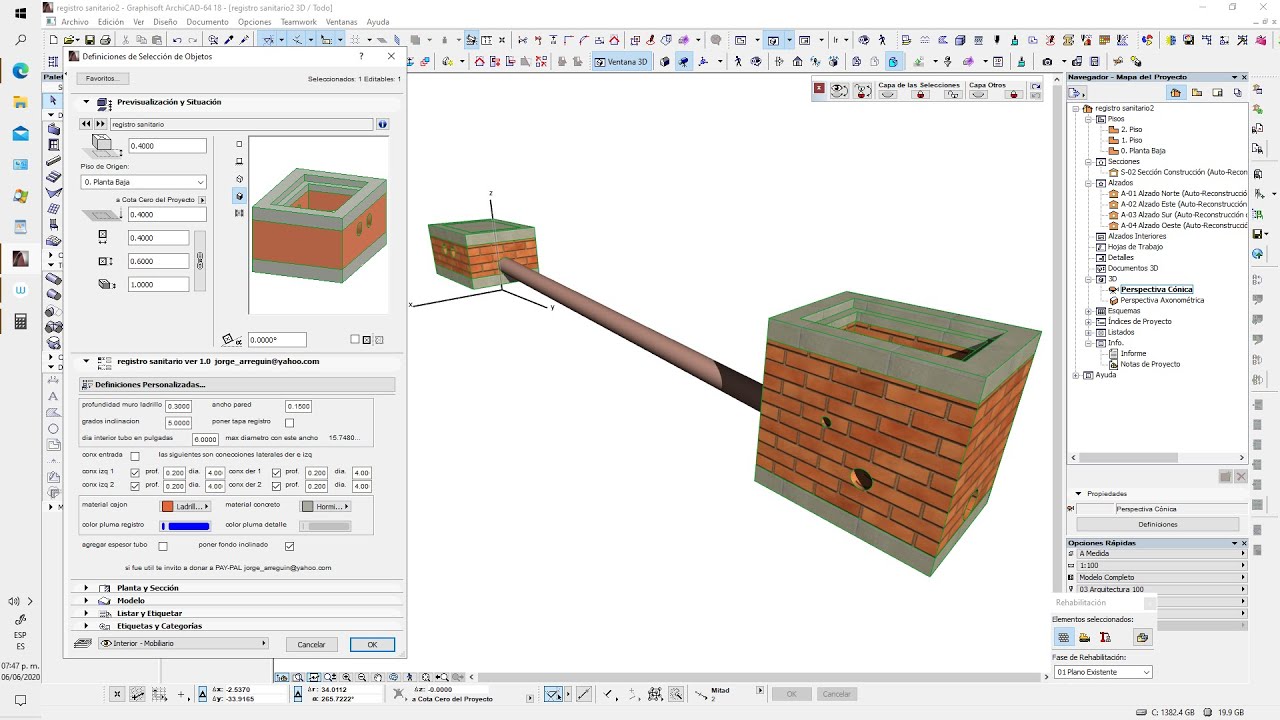 Registro Sanitario ver 1, objeto GDL Archicad