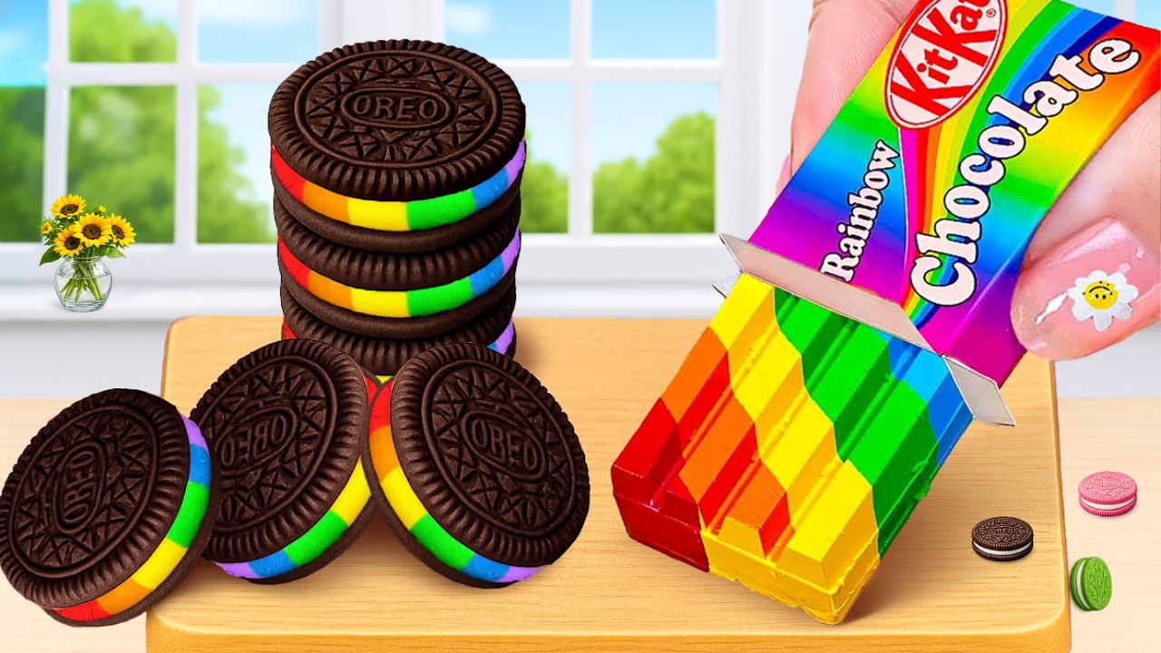 Mini Rainbow Oreo Cake Recipes 🌈 KitKat Chocolate Decorating | Tiny Cake World