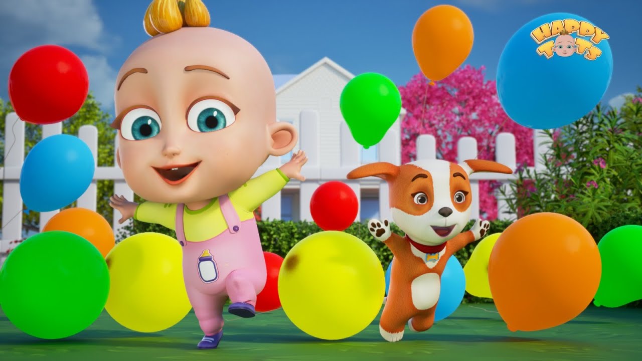 Canci&oacute;n del globo | Ni&ntilde;os jugando con globos | Canciones infantiles y rimas infantiles | Happy Tots