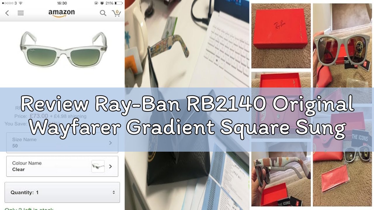Review Ray-Ban RB2140 Original Wayfarer Gradient Square Sunglasses