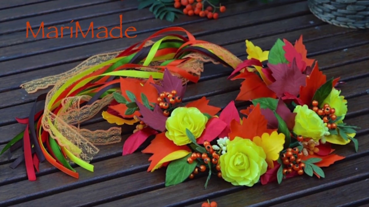 Канзаши Венок из Листьев Осенний Бал Kanzashi Hair Crown Autumn Leaves