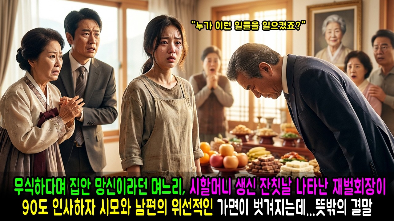 무식하다며 집안 망신이라던 며느리, 시할머니 생신 잔칫날 나타난 재벌회장이 90도 인사하자 시모와 남편의 위선적인 가면이 벗겨지는데...뜻밖의 결말