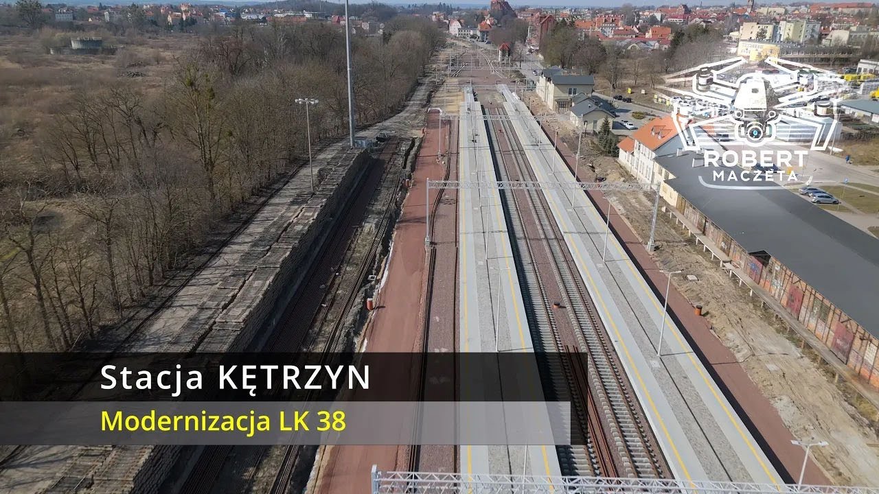 Modernizacja LK 38 | Kętrzyn | Dworzec | 23.03.2025 | Widok z drona 4K