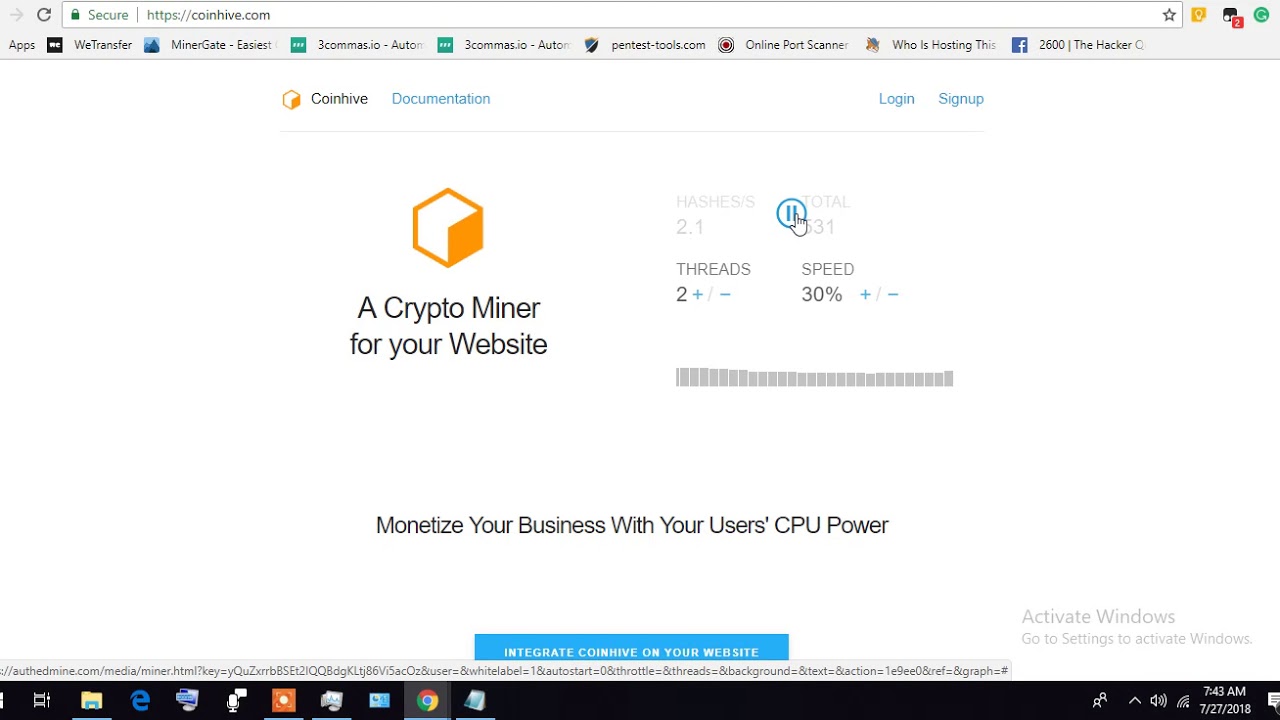 How to mine monero with coinhive 01  2018