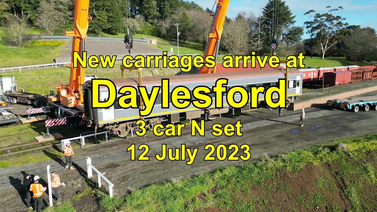 N set arrives at Daylesford tourist railway, July 2023