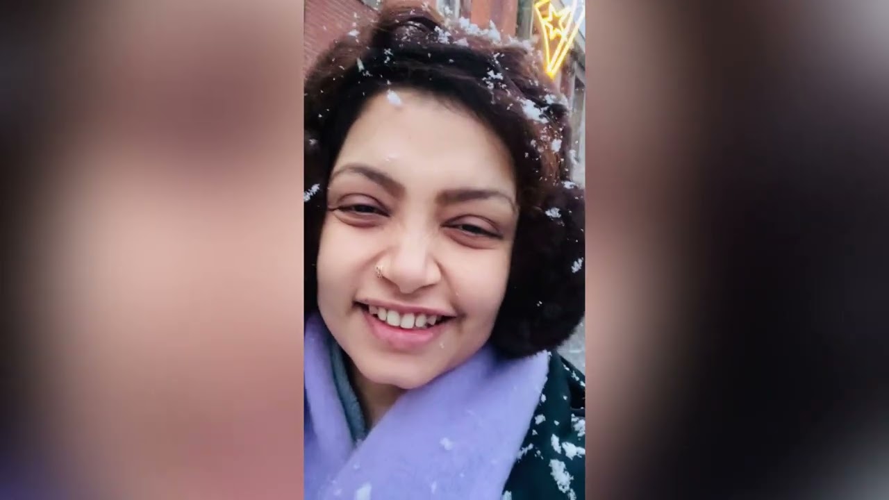 Indian enjoying snowdrops in Europe 😍❄️🌨️