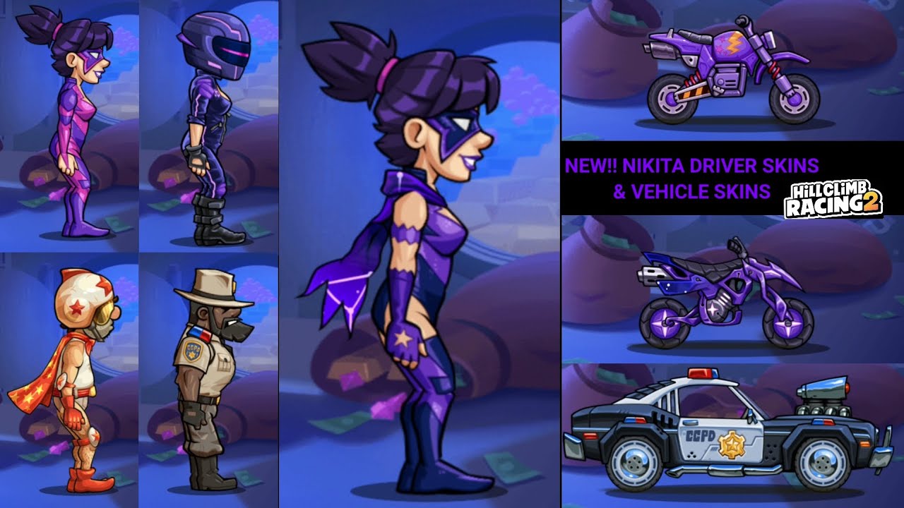 NEW!! NIKITA DRIVER SKINS & VEHICLE SKINS RELEASED!! & COMMUNITY SHOWCASE - Hill Climb Racing 2