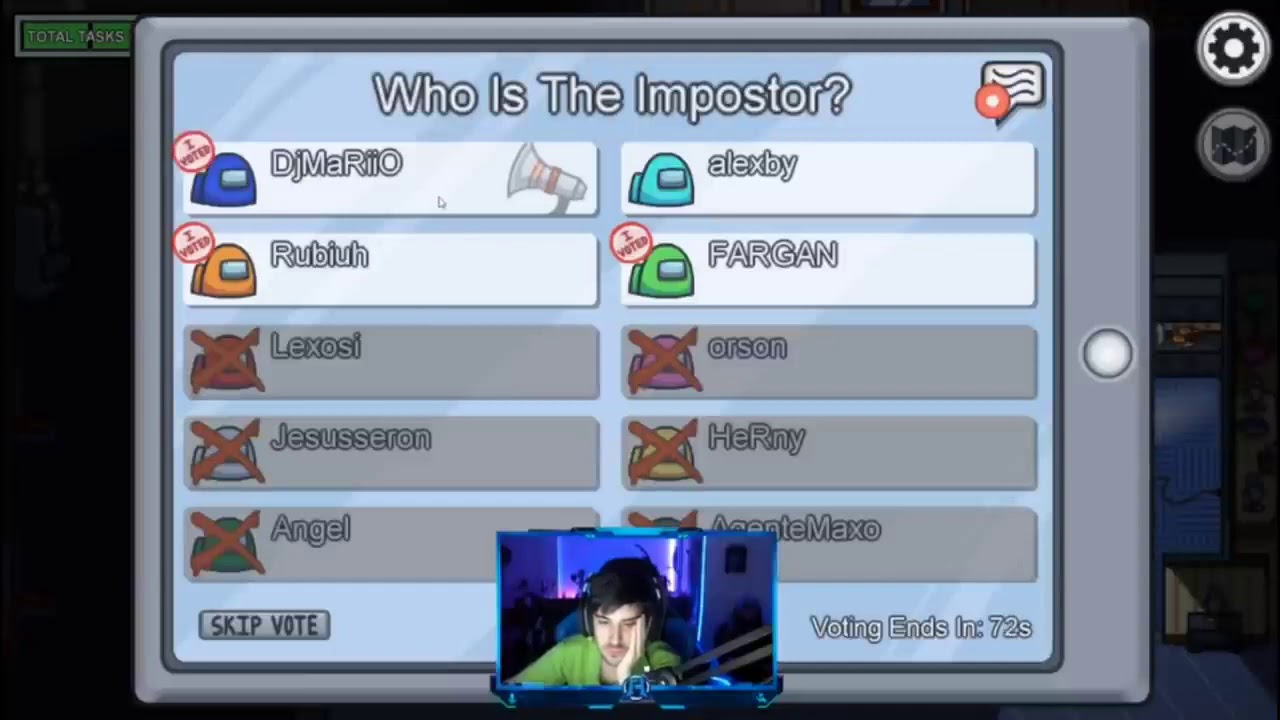 Alexby la caga en Among Us - Cámara de Rubius, Alexby y Fargan