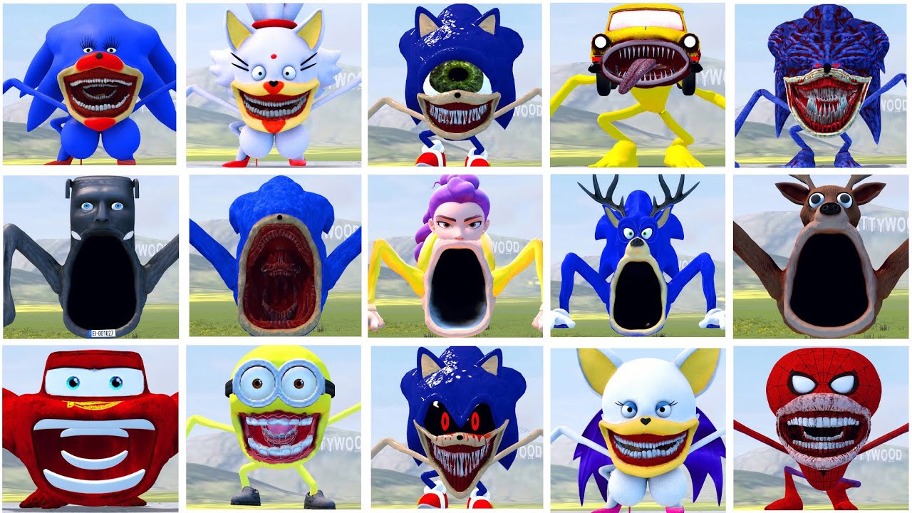 WHO IS THE STRONGEST FROM ALL SHIN SONIC TAPES FAMILY VS SEA EATER FAMILY in Garry's Mod