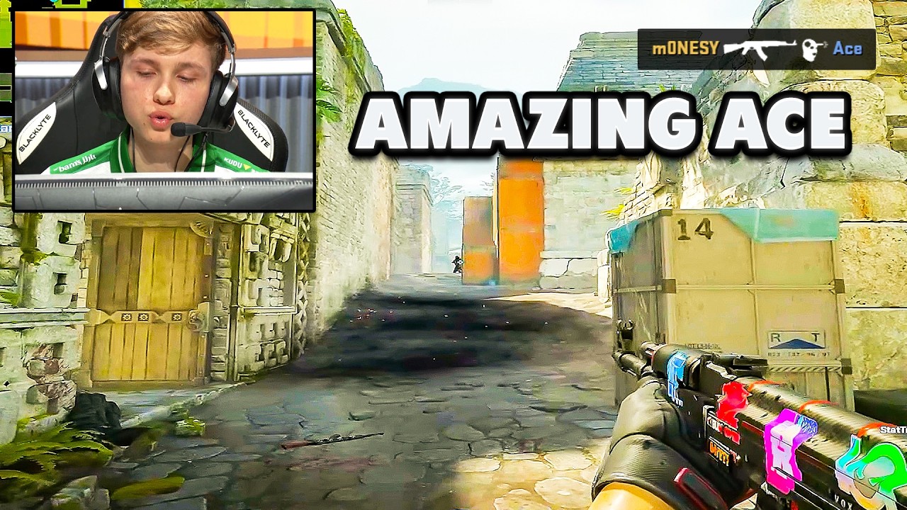 m0NESY incredible play to get the Ace in FACEIT match. TeSeS wins 1v4 clutch - CS2