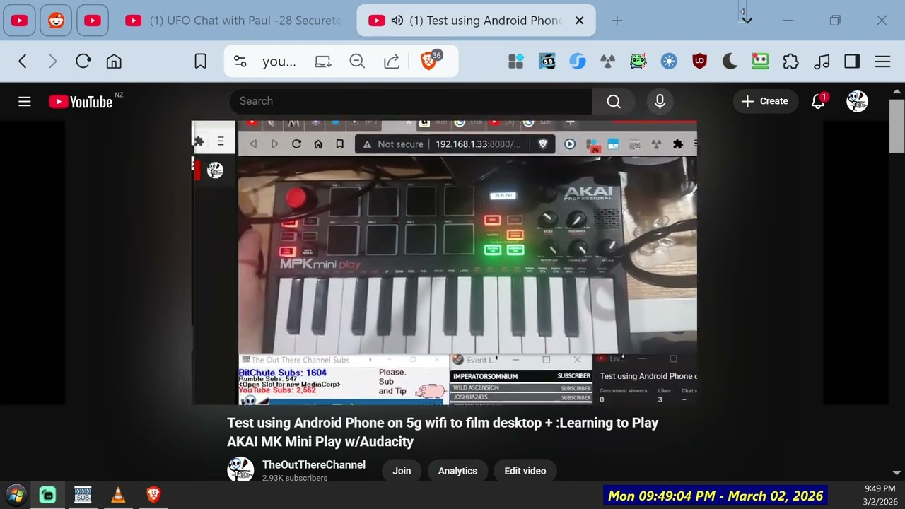 Paul, TOTC learning new Keyboard and making MUSIC to call to Aliens down gabbers rabbit hole 2022