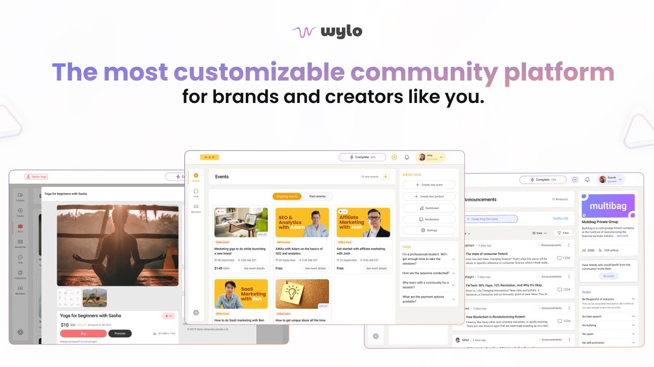 Wylo - A highly customizable community platform for brands and creators