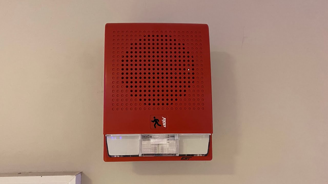 Basement Fire System Test 21 | EST Voice Evacuation (Genesis Speaker Strobes) and FIRE DOOR