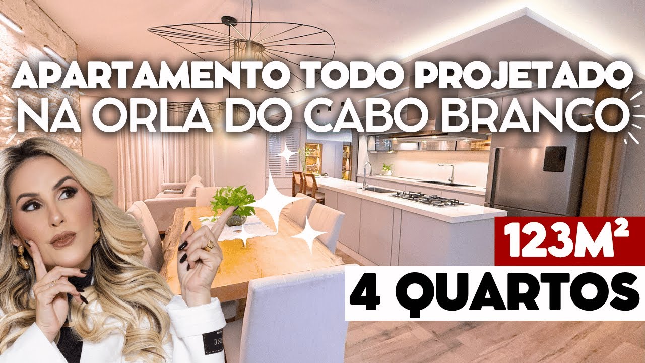 Apartamento de 123m² com 4 quartos TODO PROJETADO - Na Orla do Cabo Branco! CÓD.1445 (BAIXOU)