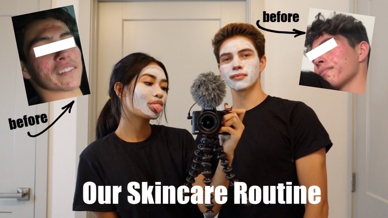 BOYFRIENDS TRIES MY SKINCARE ROUTINE (his skin cleared up)
