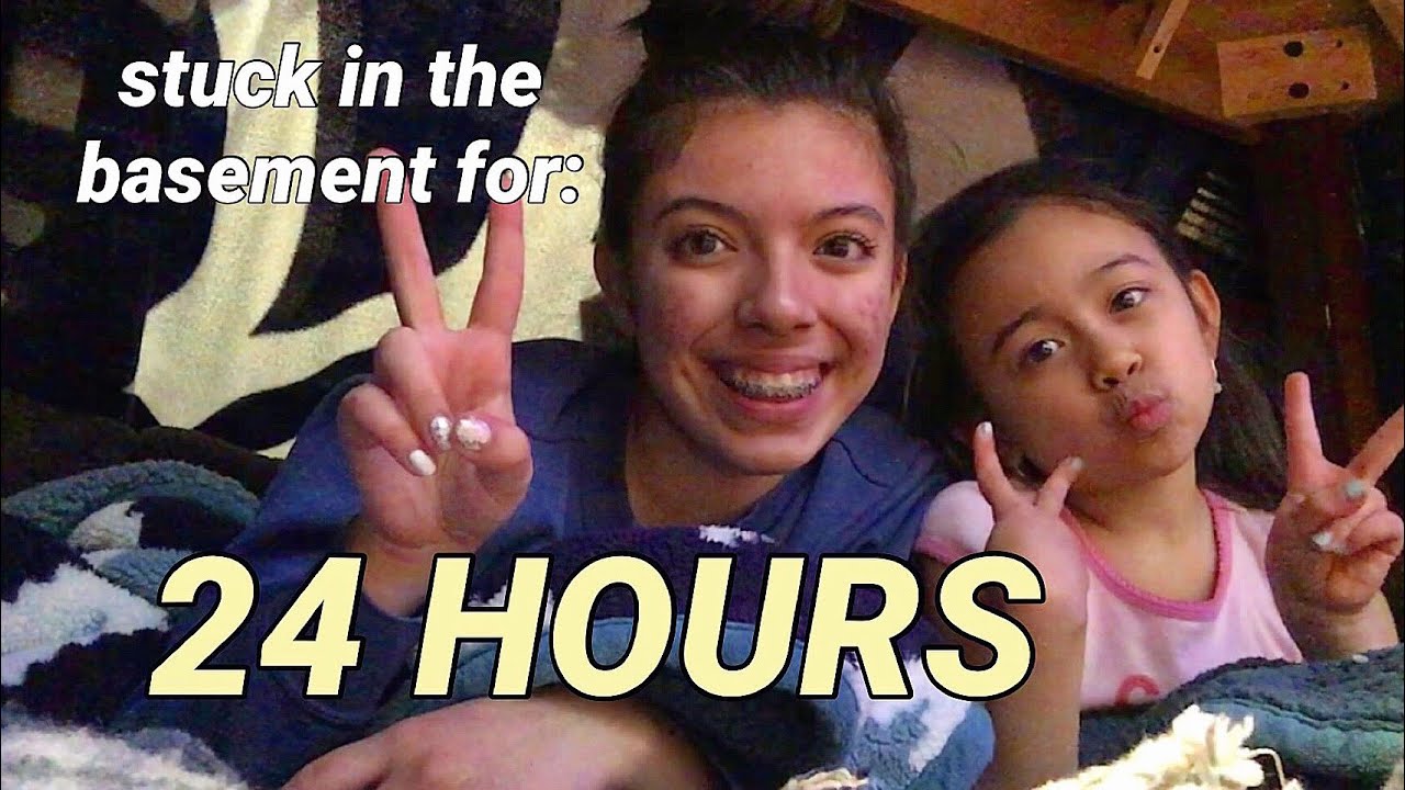 24 HOUR BASEMENT CHALLENGE || ft. my little sis