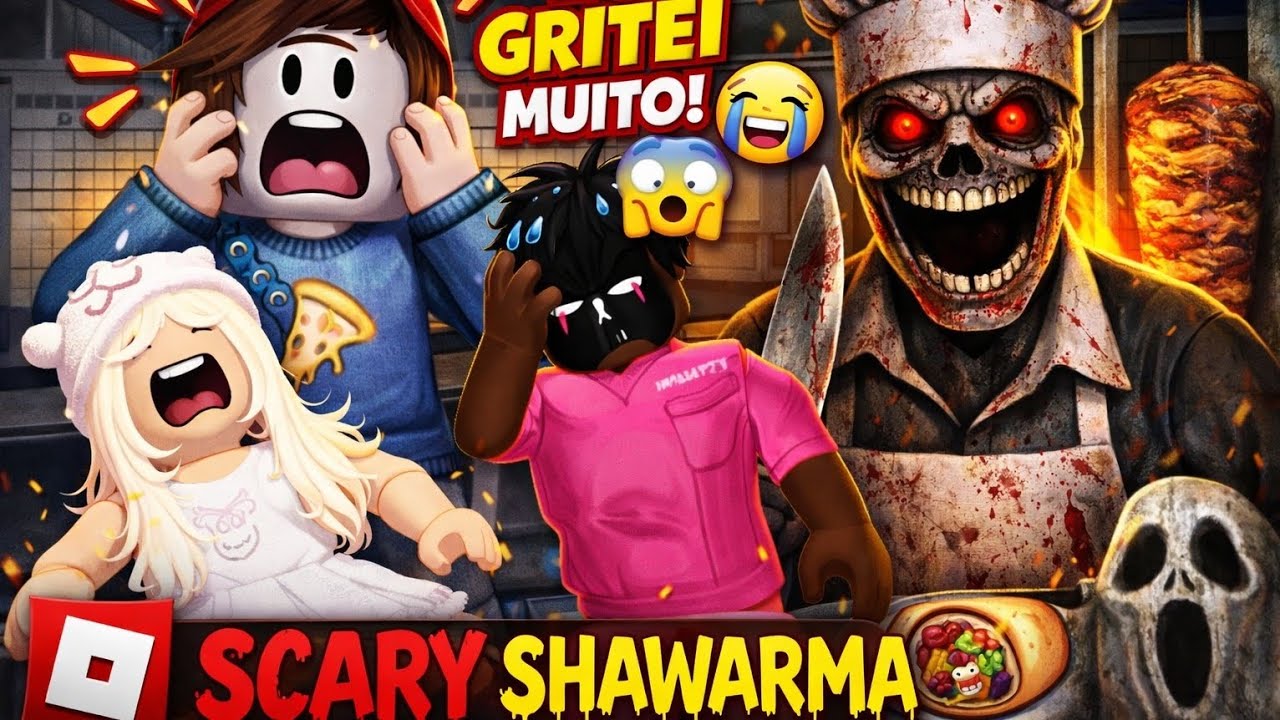 NÓS GRITAMOS MUITO jogando Scary Shawarma no Roblox 😱😭