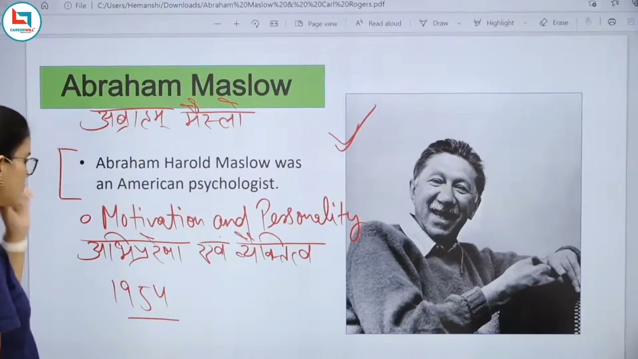 Class 39 | Abraham maslow & Rogers Theory by Himanshi ma'am | CDP psychology class 