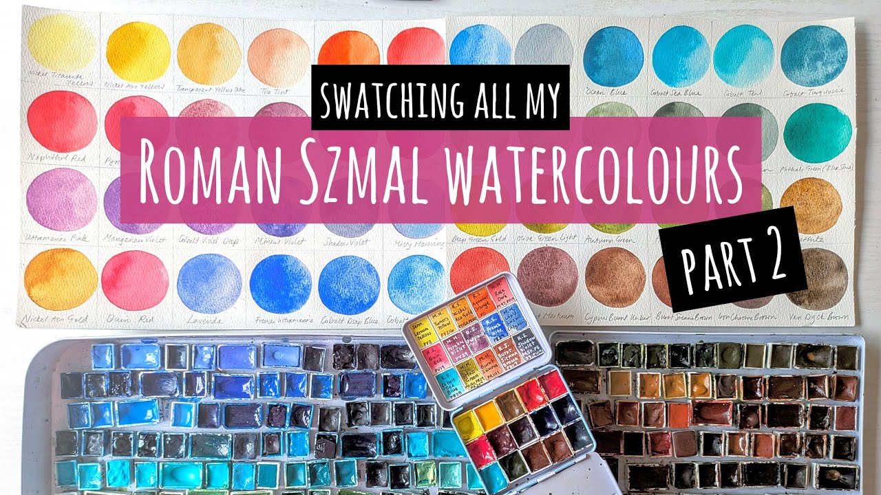 All My Roman Szmal Watercolour Paints Part Two. A Gentle & Relaxing Swatching Session