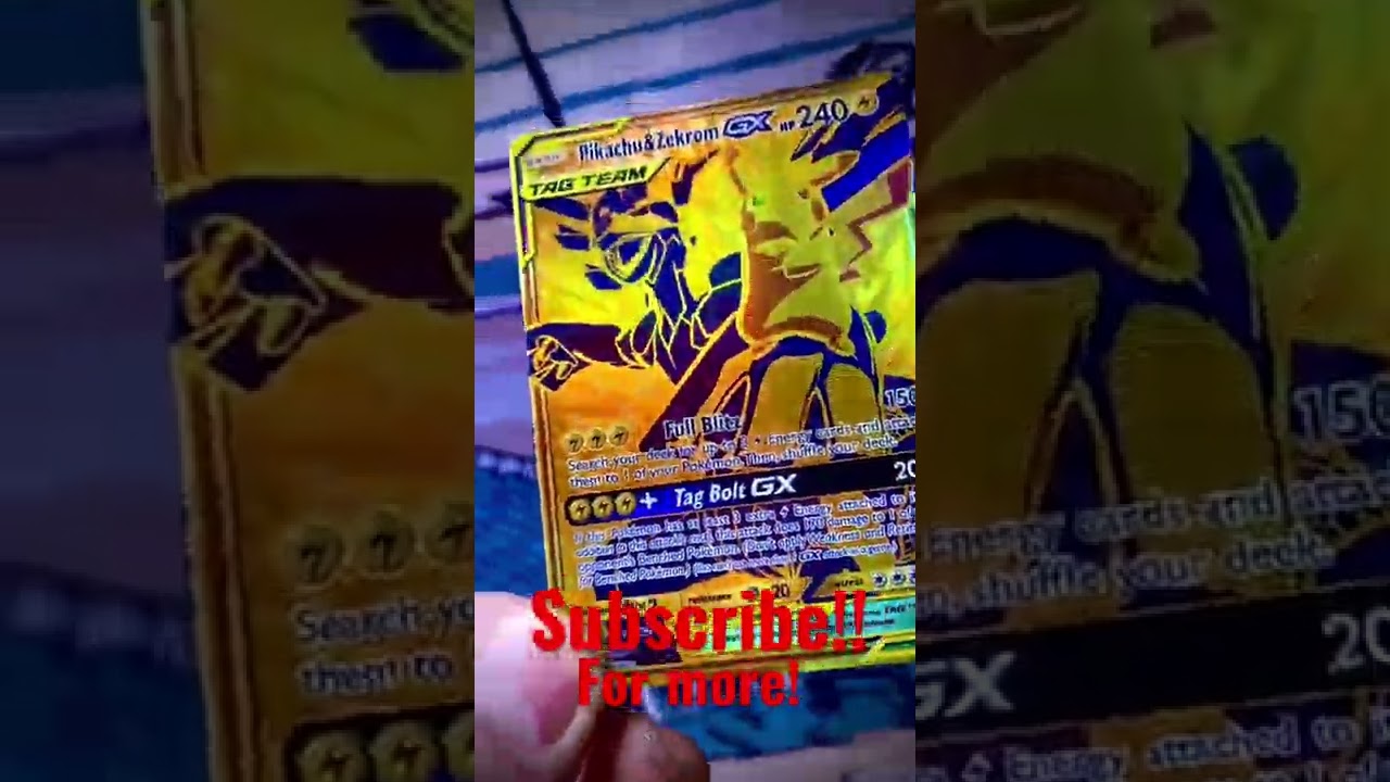 TAG TEAM GOLD! Pikachu & Zekrom GX Pokemon Card #pokemoncards #chefbeforegaming #shorts