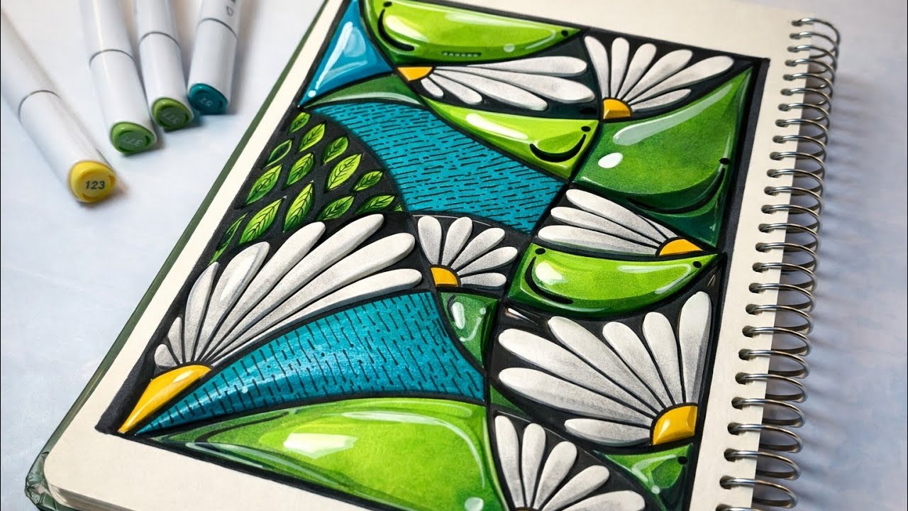 Blooming Harmony | Zentangle Floral Art Inspired by Nature
