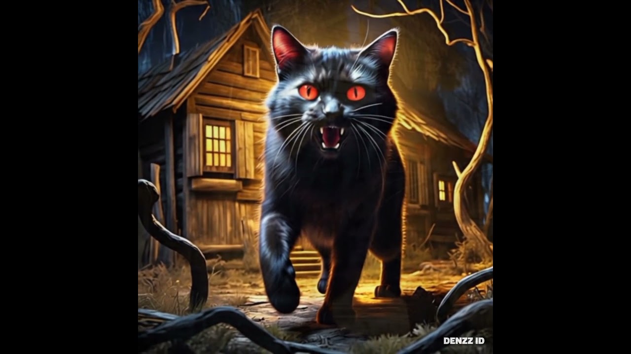 Kucing Hitam Misterius dengan Mata Merah, Teror Tengah Malam! #ghost #horror