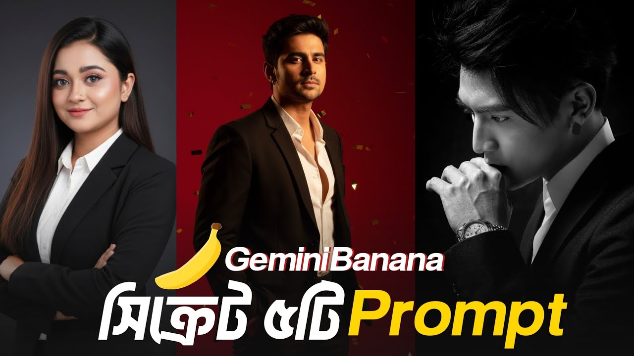 Gemini Nano Banana AI স্পেশাল পাঁচটি Prompt - Google Ai Studio - Trending AI photo editing 