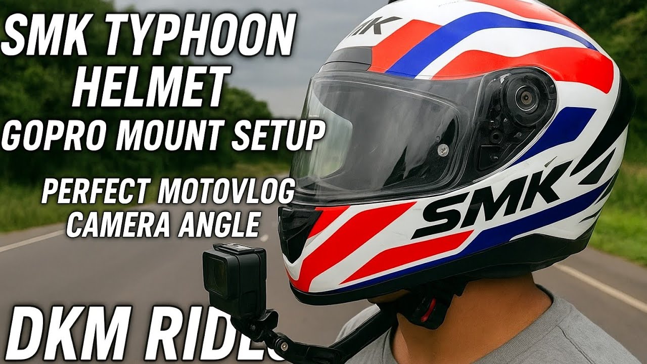 SMK Typhoon Helmet GoPro Mount Setup | Perfect MotoVlog Camera Angle | DKM Rides