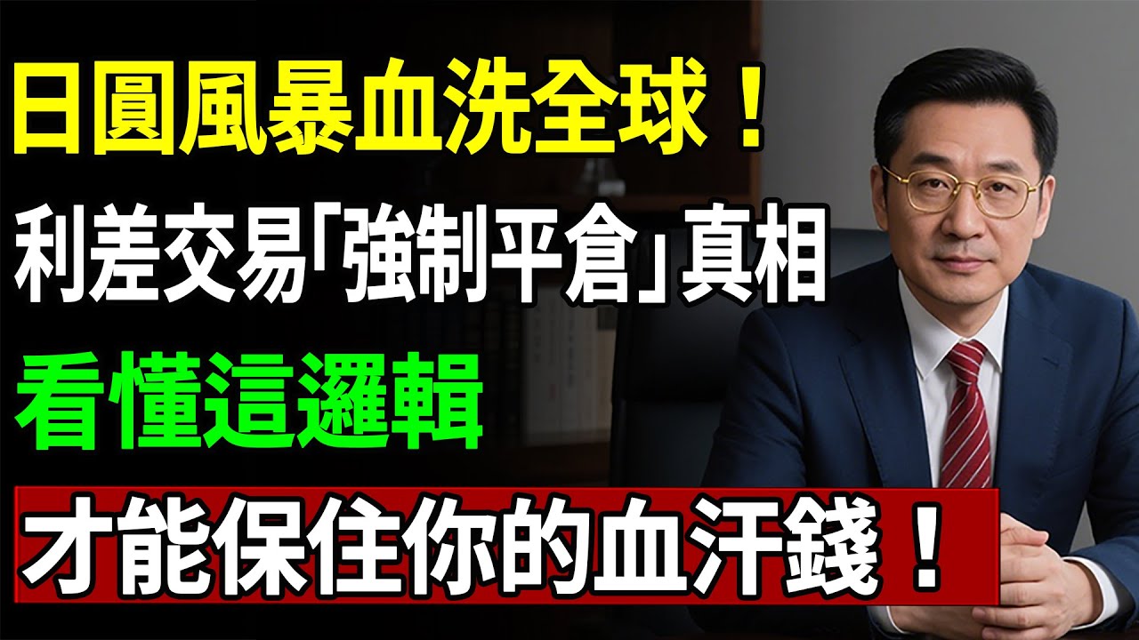 日圓風暴血洗全球！利差交易「強制平倉」真相曝光，看懂這邏輯才能保住你的血汗錢！#日圓#利差交易 #日圓升息 #股市崩盤 #理財#投資#晚年生活#晚年幸福#退休#退休生活#養老