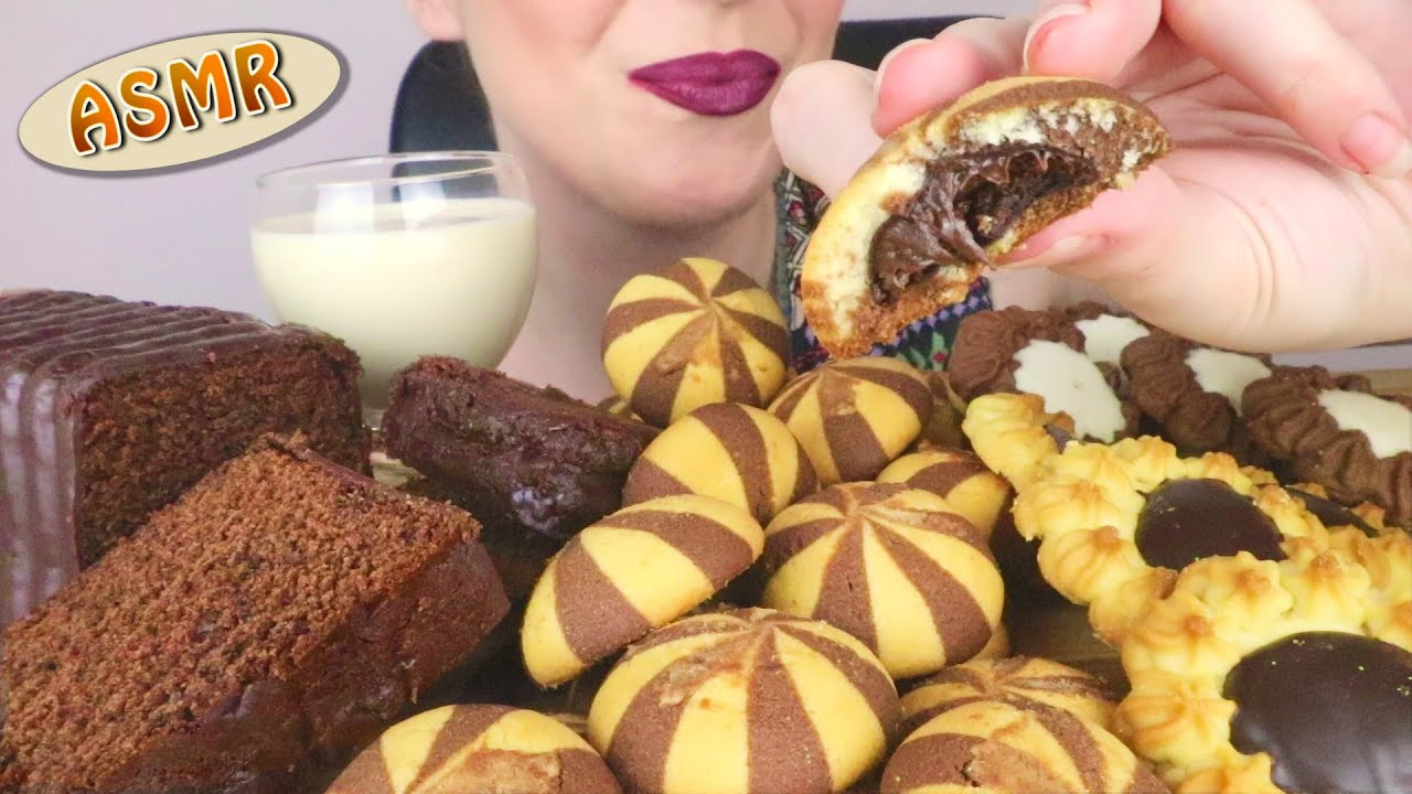 ASMR: ASSORTED COOKIES, CHOCOLATE CAKE & MILK 🍪 | No Talking Mukbang | Real Eating Sounds