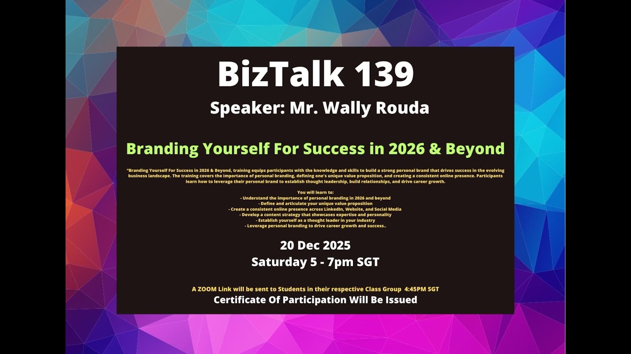 Biz Talk 139 – Branding Yourself For Success in 2026 & Beyond   20 Dec 2025 1