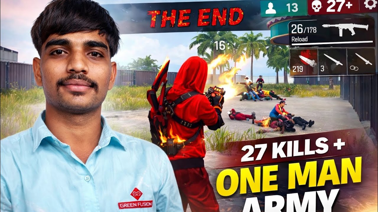 27 Kills 😱 One Man Army in Free Fire | Solo vs Squad Full Dominating GameplayAur kuch aur options 👇2