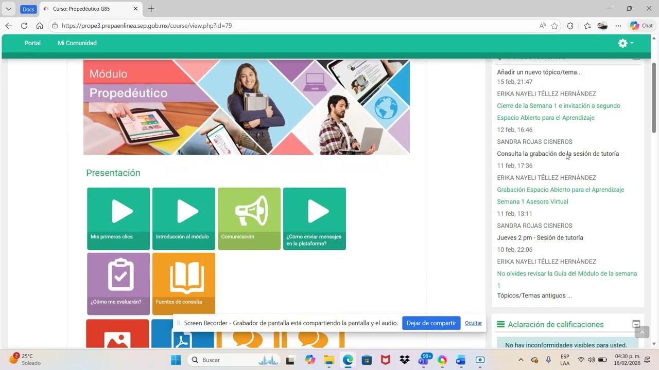 Espacio Abierto para el aprendizaje G85 2026 Prepa en Línea SEP- Inscripción al Módulo 1