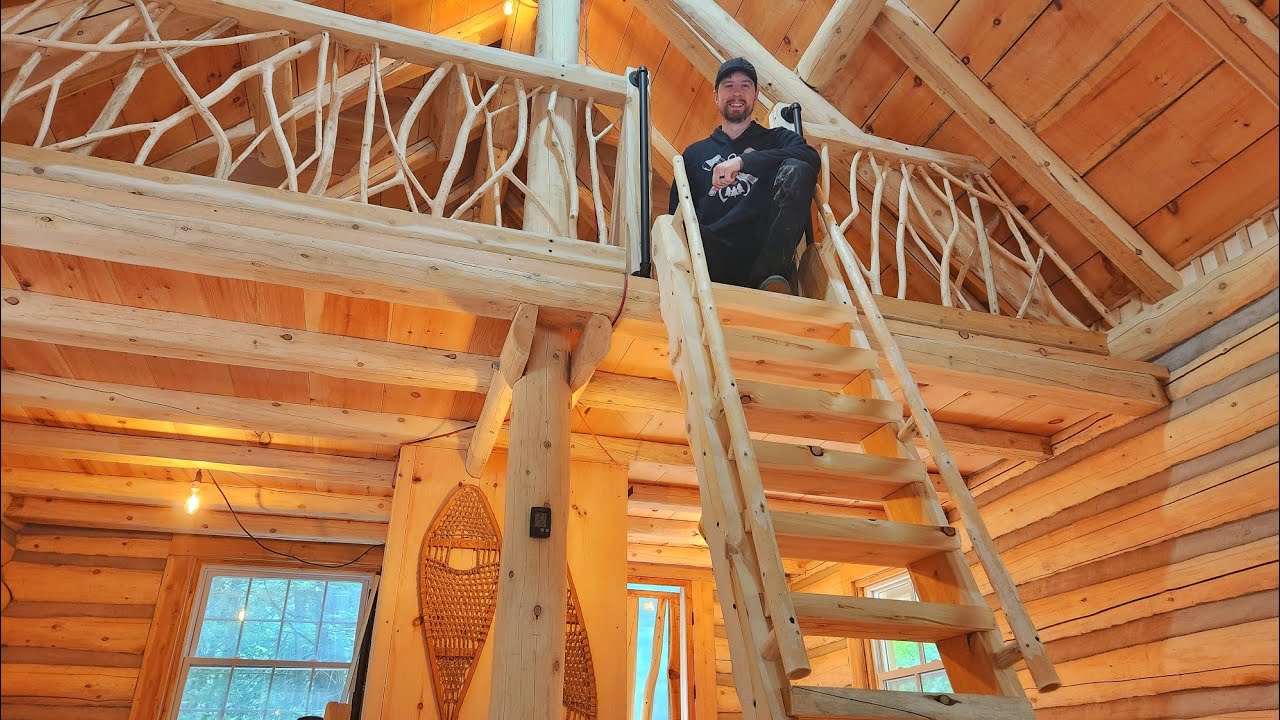 Twig Railing & Ladder + Wildfires in Canada! / Ep106 / Outsider Cabin Build
