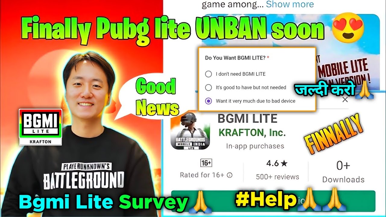 🙏Pubg Lite Support For Bgmi Lite Krafton Survey😱🔥 Help🙏