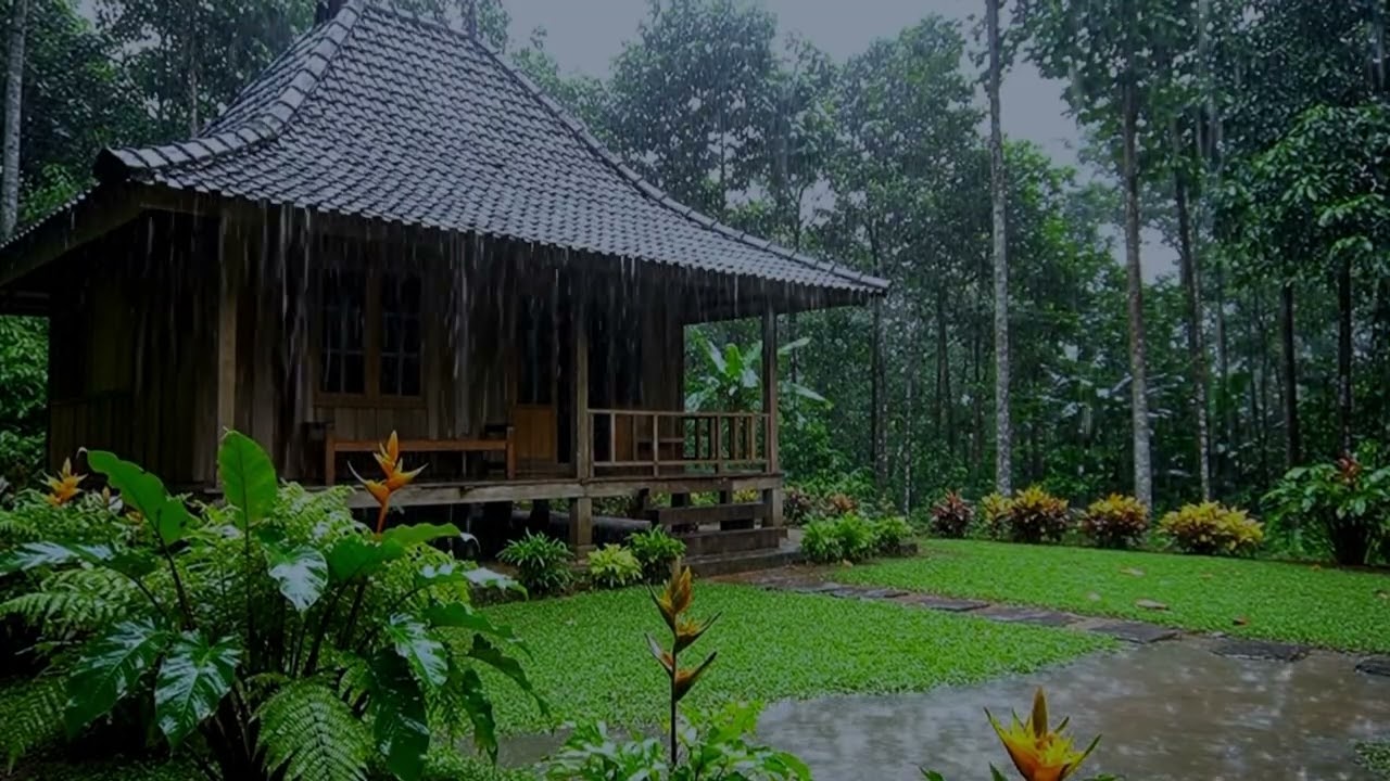 Heavy Rain Sounds for Sleeping | 3 Hour Loop | Forest Cabin Ambience | No Thunder