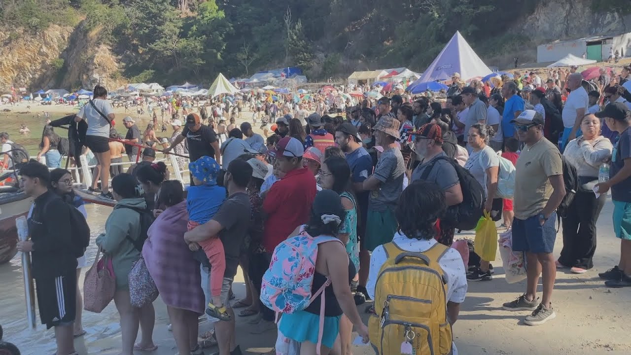 Registro viral muestra a la Playa Ramuntcho completsamente colapsada