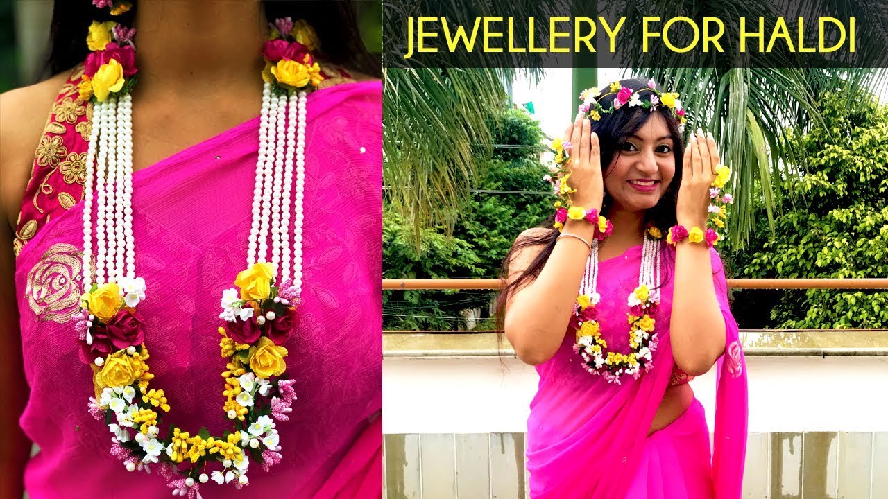 How to Make Flower Jewellery for Haldi | DIY Wedding Jewellery | Haldi Jewellery