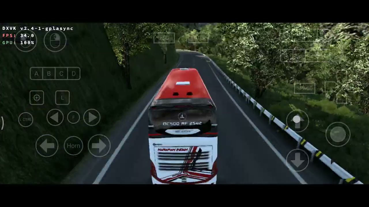 Ets2 1.43 mod Indonesia bus UHD Android winlator bionic gameplay
