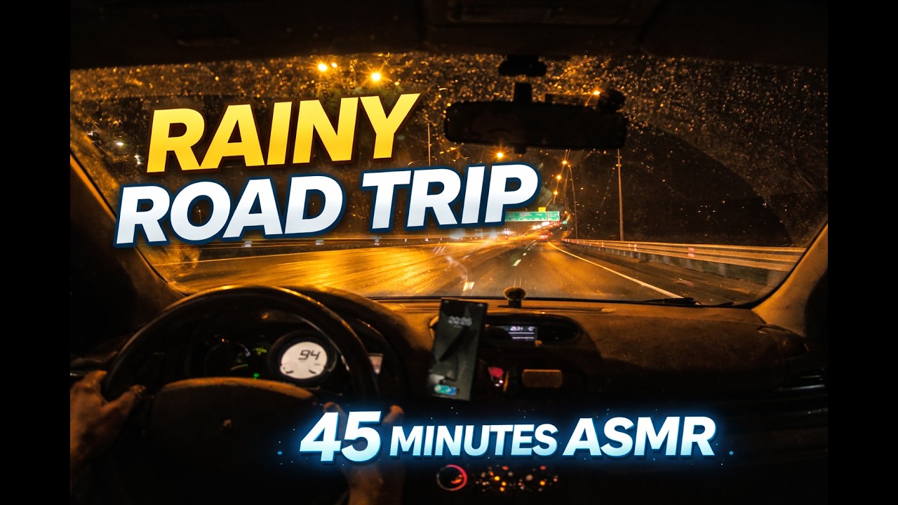 Light Rain Road Trip ASMR (45 Minutes) 🚗🌧️ | Relaxing Drive (No Talking)