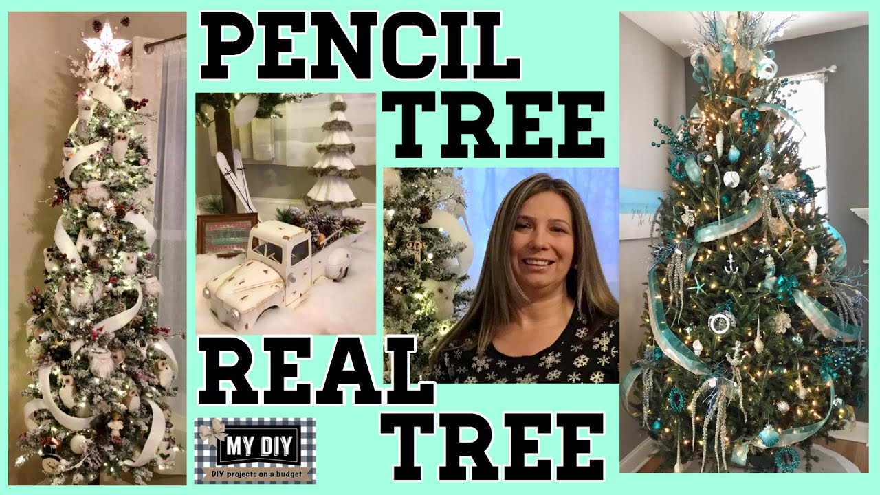 Pencil Christmas Tree Decorating | How to put a ribbon on a REAL Christmas tree | 2 TREES! 🎄