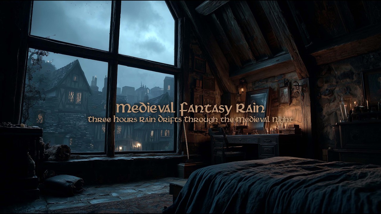 Rainy Medieval Night by the Window | Soothing Rain Sounds