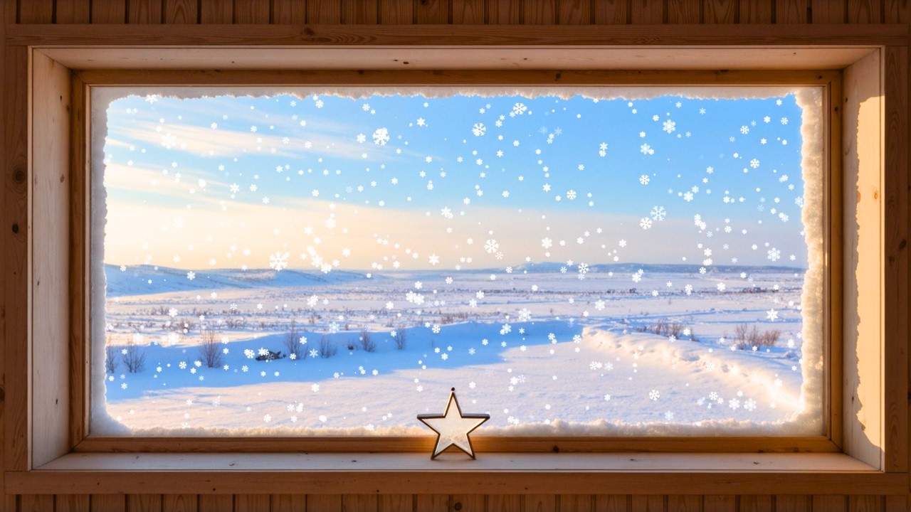 Cozy Winter Cabin Window View in 4K | Relaxing Snow Ambience
