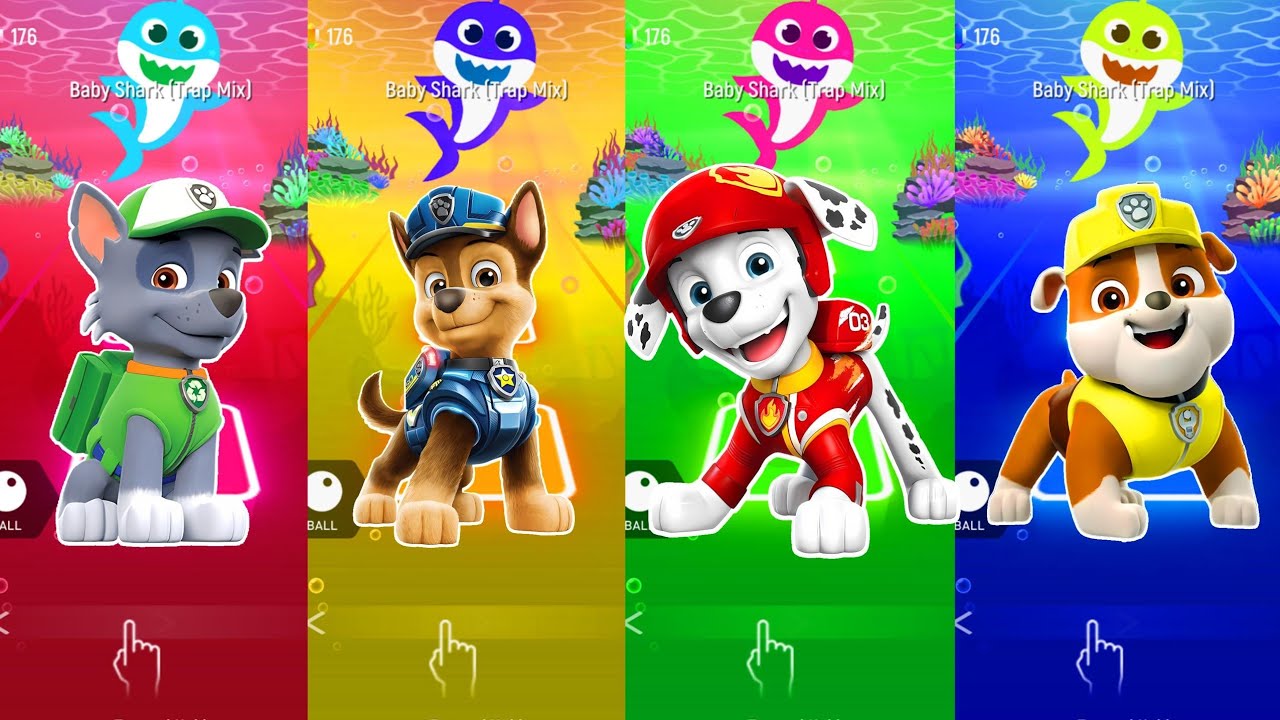 Paw Patrol Team Sky vs Ryder vs Rublle vs Chase Coffin Dance Music Tiles hop Edm Rush