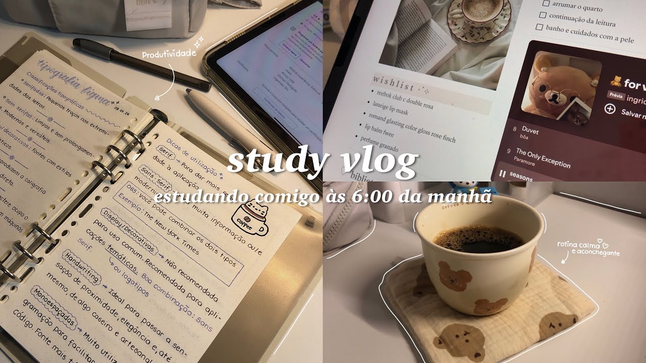 study vlog 🎧 | estudando às 6 da manhã, rotina calma e produtiva