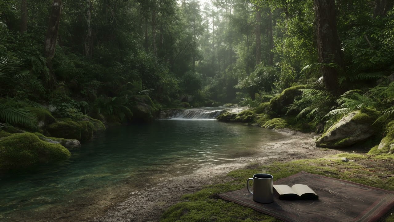 Calm Forest Stream | Waterfall & Birdsong | For Sleep, Meditation & Tinnitus Relief