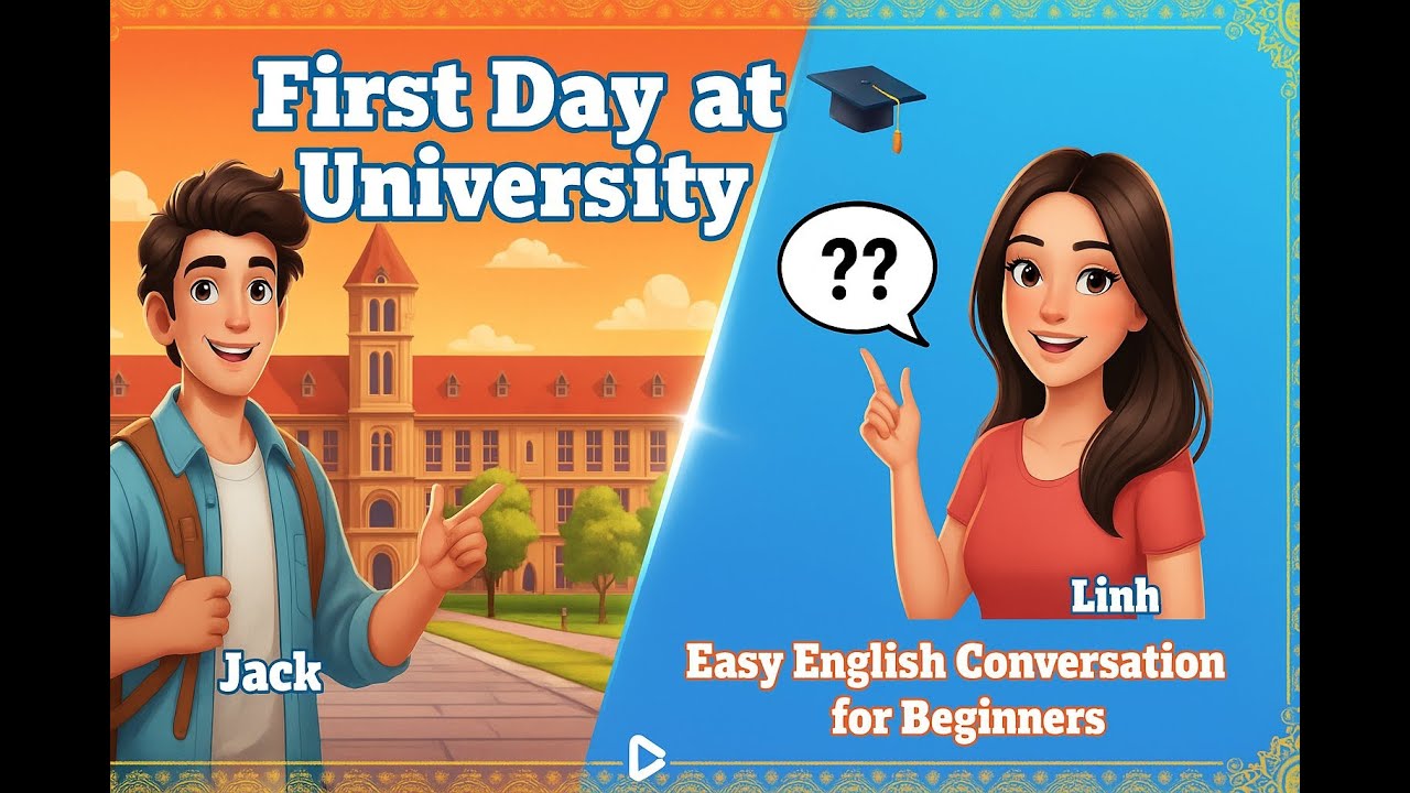 🎓 Easy English Conversation for Beginners | First Day at University | English Speaking Practice